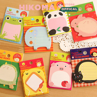 Combo 3 Giấy Note Cute Hikoma Hình Động Vật Dán Được Giấy Ghi Chú Văn Phòng Phẩm Giấy Ghi Nhớ