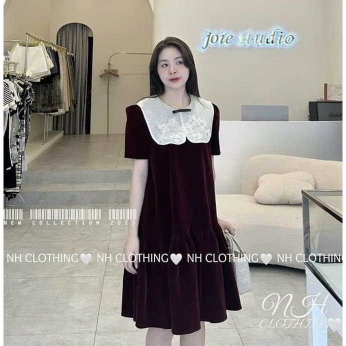 Đầm Bầu Váy Bầu Dự Tiệc Cổ Vuông Đính Hoa Dáng Suông Đuôi Cá Chất Nhung Lì Sang Chảnh HD2519 Honey Mommy