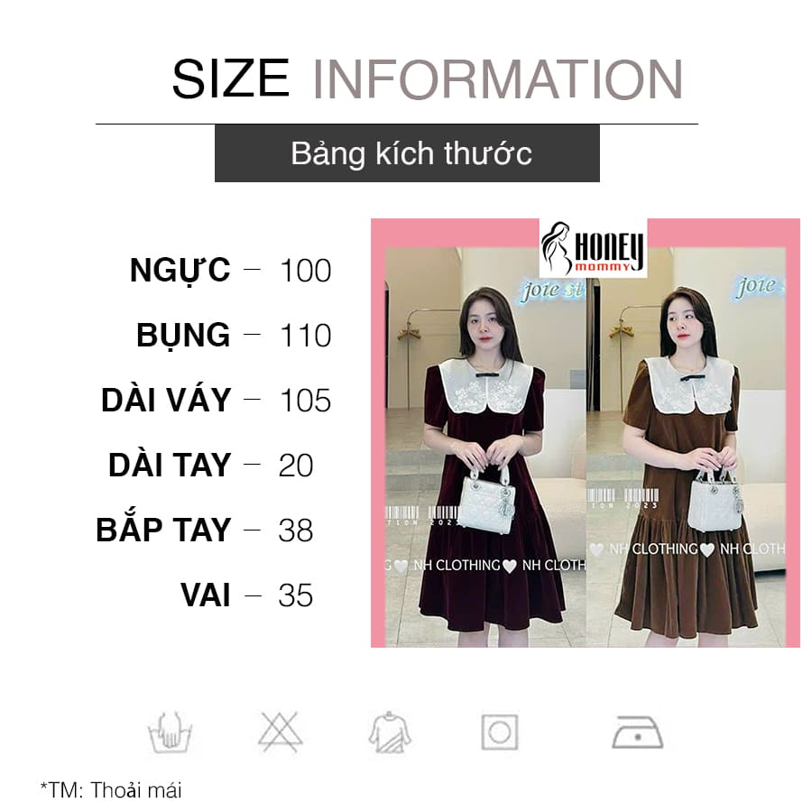 Đầm Bầu Váy Bầu Dự Tiệc Cổ Vuông Đính Hoa Dáng Suông Đuôi Cá Chất Nhung Lì Sang Chảnh HD2519 Honey Mommy