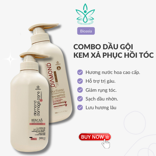 Combo Dầu gội ngăn gãy rụng tóc 500G + Dầu xả 500G BIOASIA phục hồi hư tổn, giúp mềm mượt.