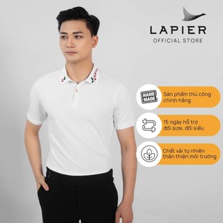 Áo polo nam cao cấp lapier thêu thủ công hoa tigon chất liệu co giãn cao cấp