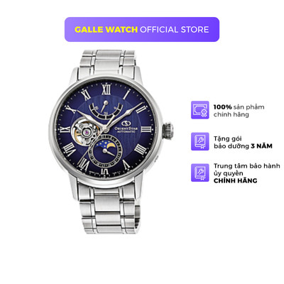 Đồng hồ cơ nam Orient Star Watch Moonphase RE-AY0103L00B mặt lộ cơ, kính Sapphire chống xước, dây thép đeo tay cao cấp