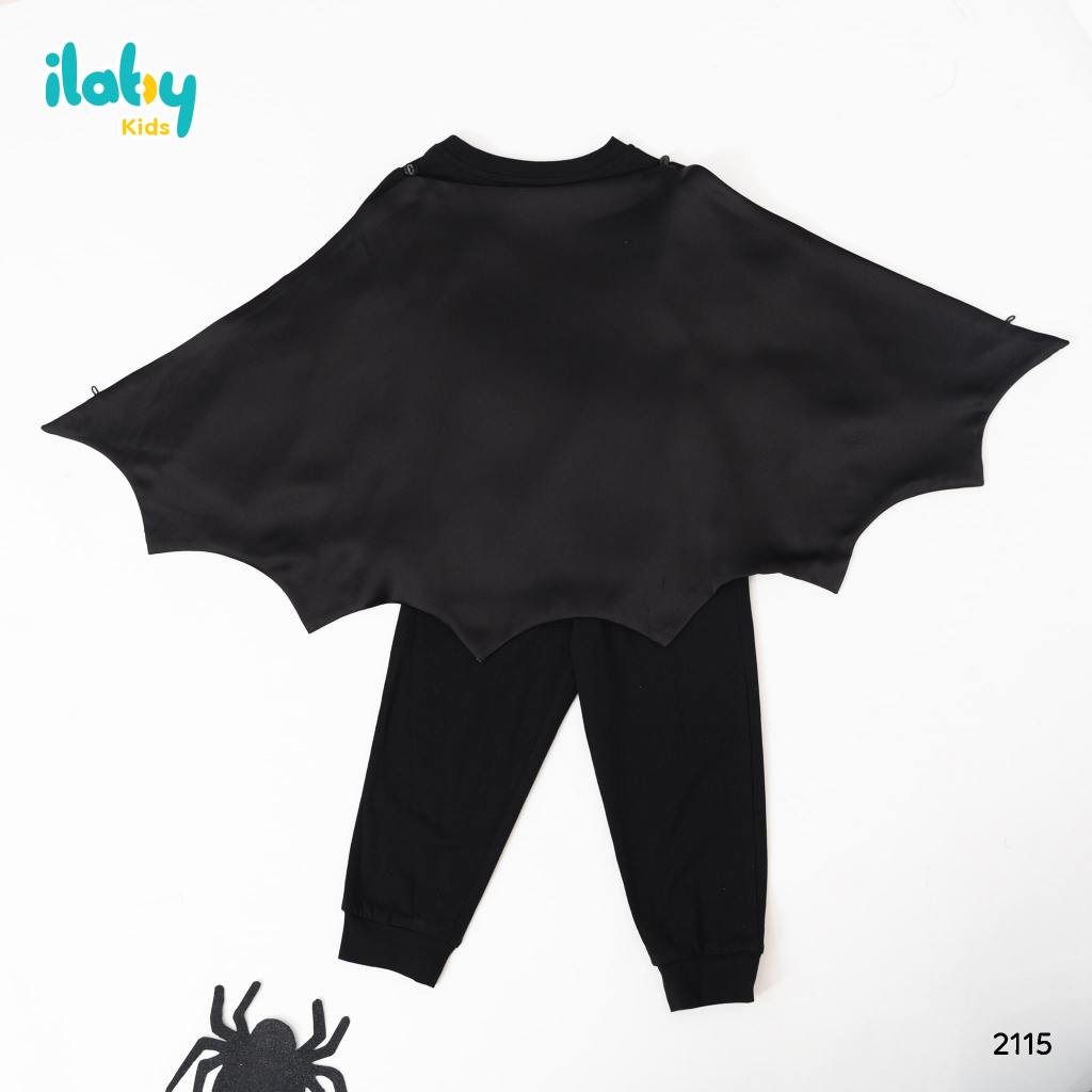 Bộ quần áo halloween bé trai ILABY in hình chất liệu cotton co dãn 4 chiều kèm cánh dơi cho bé 10-35kg [50IBK3FT2115]