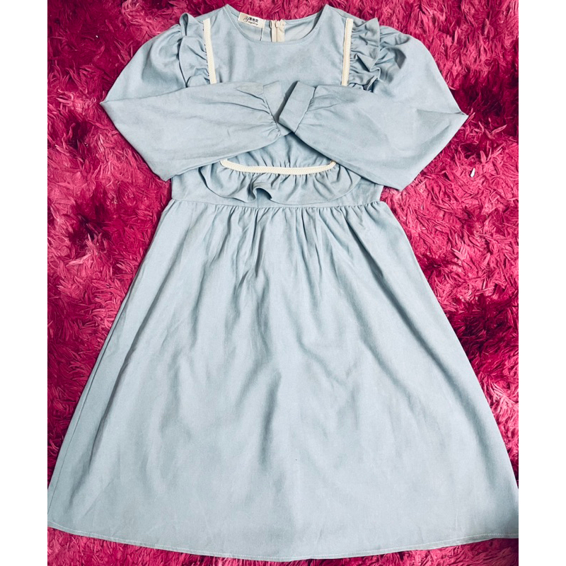 Váy Bầu Nhung Tăm Dài Tay Thu Đông. Đầm Bầu thu đông dài tay A61