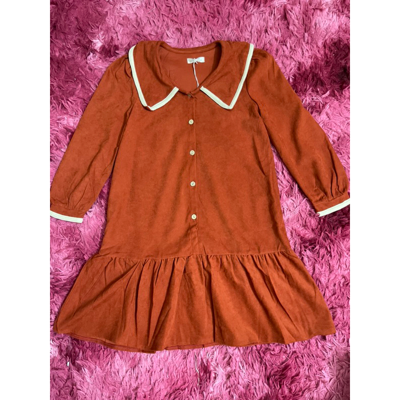 Váy Bầu Nhung Tăm Dài Tay Thu Đông. Đầm Bầu thu đông dài tay A61