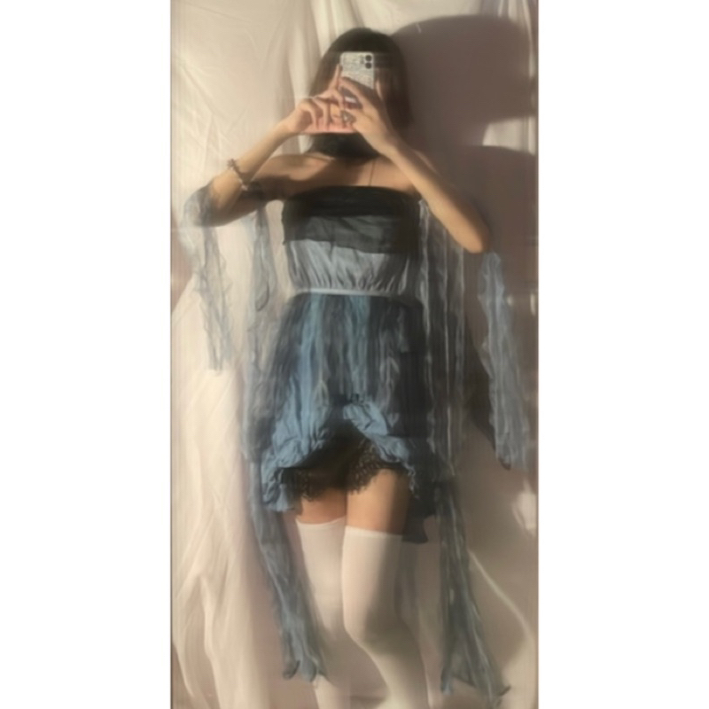 Set đồ si custom halloween xanh đen đại dương bí ẩn váy tua rua phối ren