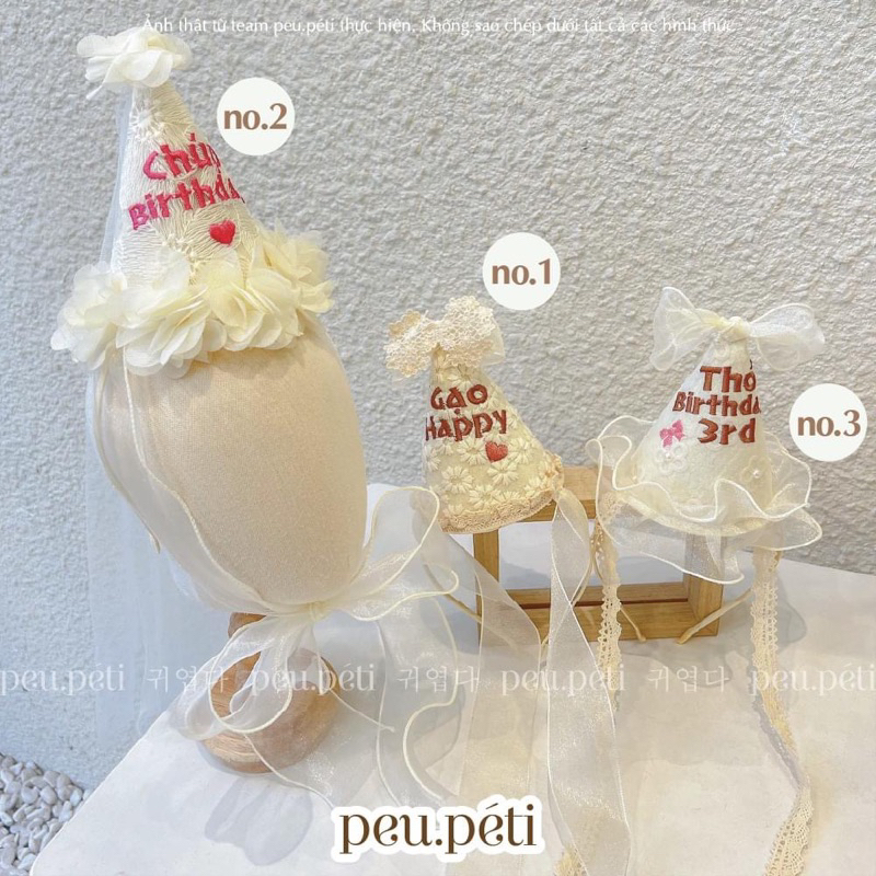 THÊU TÊN Mũ Chóp Sinh Nhật Style Hàn - by Peu.péti