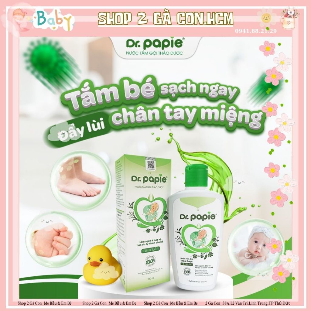 Sữa tắm gội thảo dược Dr Papie cho bé giúp ngăn ngừa và giảm vấn đề về da