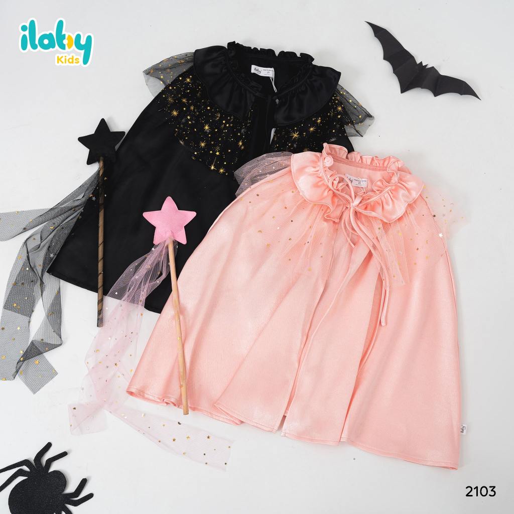 Áo choàng halloween bé gái ILABY chất liệu lụa phối tutu cao cấp cho bé 10-35kg 