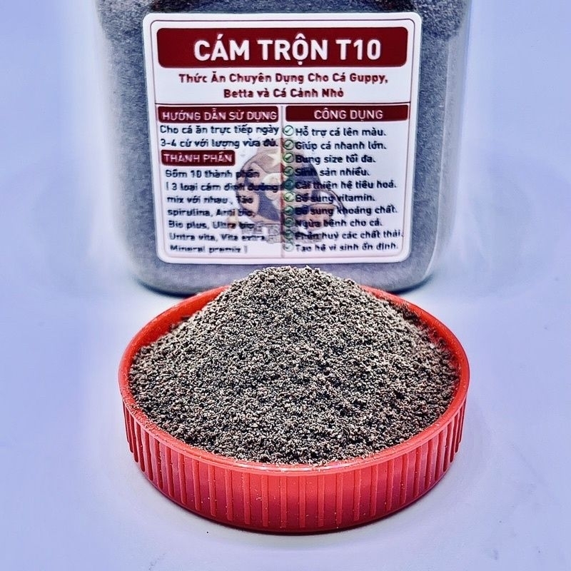 Cám trộn T10 - 50 gam nguyên seal, chính hãng - Cám 10 thành phần - Thức ăn cá cảnh, betta, guppy - 
