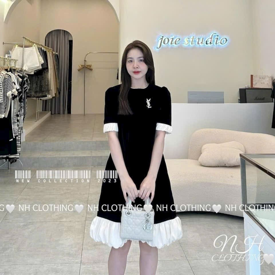 Đầm Bầu Váy Bầu Đi Tiệc Chất Nhung Lì Sang Chảnh Viền Voan Bồng Bềnh Xinh Xắn Dễ Thương Dáng Suông HD2520 Honey Mommy