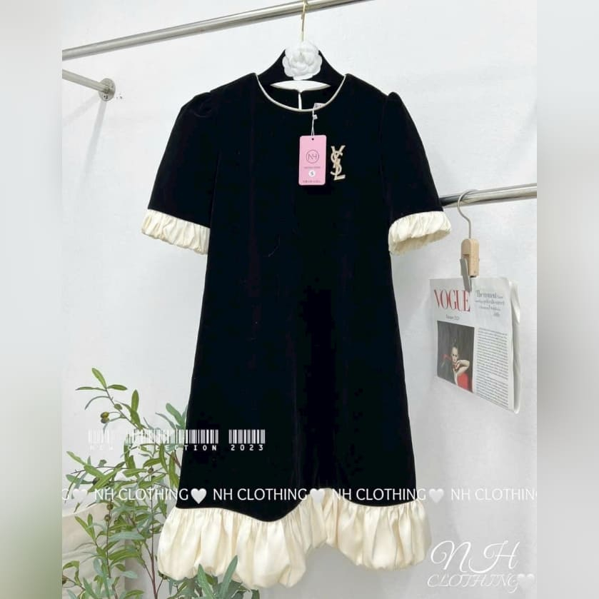 Đầm Bầu Váy Bầu Đi Tiệc Chất Nhung Lì Sang Chảnh Viền Voan Bồng Bềnh Xinh Xắn Dễ Thương Dáng Suông HD2520 Honey Mommy