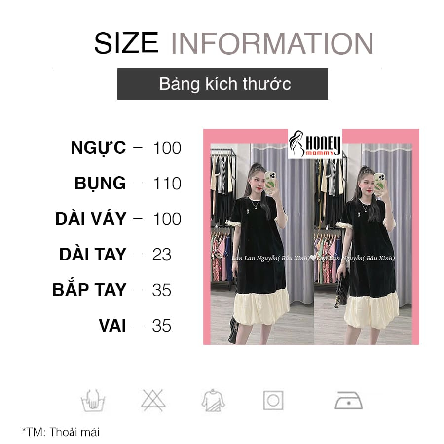 Đầm Bầu Váy Bầu Đi Tiệc Chất Nhung Lì Sang Chảnh Viền Voan Bồng Bềnh Xinh Xắn Dễ Thương Dáng Suông HD2520 Honey Mommy