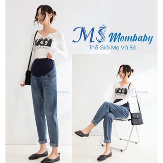 Quần baggy bầu MS Mombaby có chun chỉnh bụng cạp cao loại 1