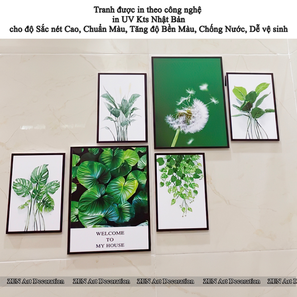 Bộ 6 tranh dán tường bé mèo dễ thương, tranh chủ đề thú cưng trang trí decor phòng bé, nhà ở