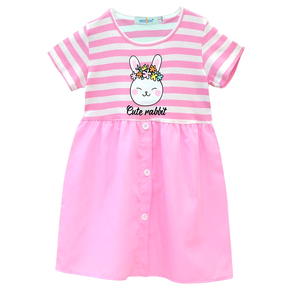 Đầm Bé Gái Tay Ngắn Vải COTTON 14-39 kg MEEJENA - 100% Cotton - 3042