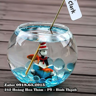 Bể cá thủy tinh mini để bàn, chậu thủy tinh trang trí, chậu thủy tinh trồng cây thủy sinh [R10cm x H8cm]