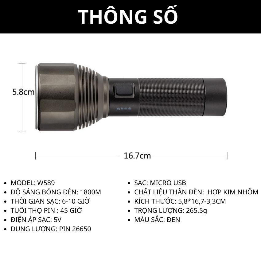 Đèn pin siêu sáng, đèn pin mini siêu sáng hợp kim nhôm ,Chip led XHP50, 1800 lumens, pin trâu, chống thấm nước tiện dụng