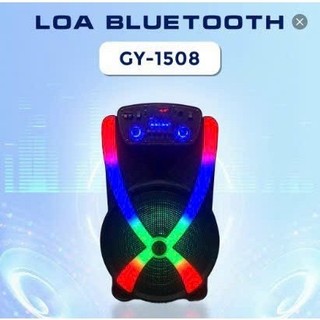 Loa karaoke vali kéo bluetooth di động kèm 2 mic không dây, đèn led rgb theo nhạc loa gy 1508 - công suất 400w