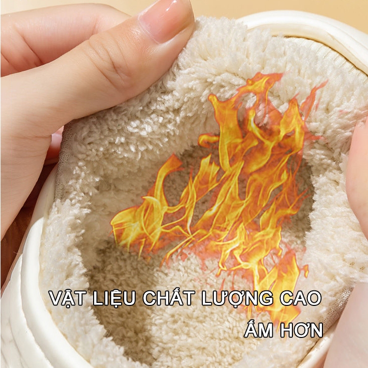 Dép đi trong nhà cotton lông cừu thiết kế hình gấu, hống nước ấm áp mùa đông