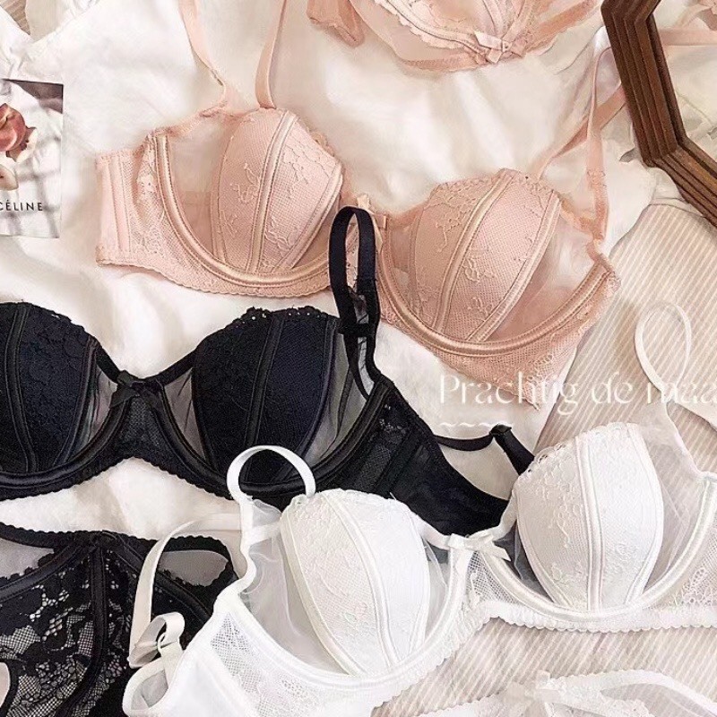 Áo ngực ren không mút tạo khe tự nhiên, có gọng nâng đỡ bầu ngực, Áo lót ren mút mỏng Cao Cấp