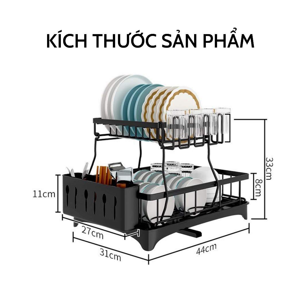 FREESHIP ❤️ Giá Úp Chén Bát Có Rãnh Thoát Nước Khay Úp Cốc, Kệ Úp Bát có khay hứng ráo nước