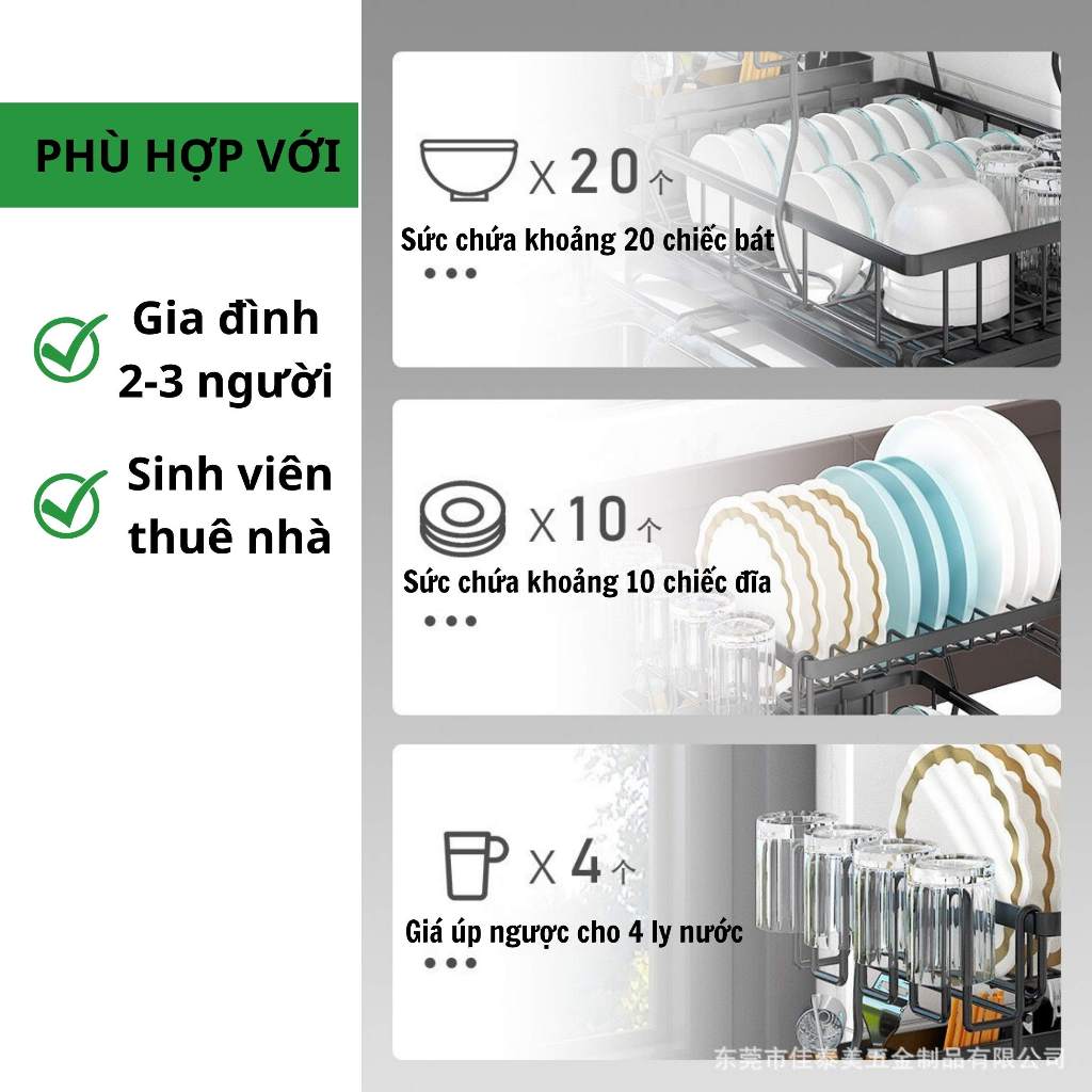 FREESHIP ❤️ Giá Úp Chén Bát Có Rãnh Thoát Nước Khay Úp Cốc, Kệ Úp Bát có khay hứng ráo nước