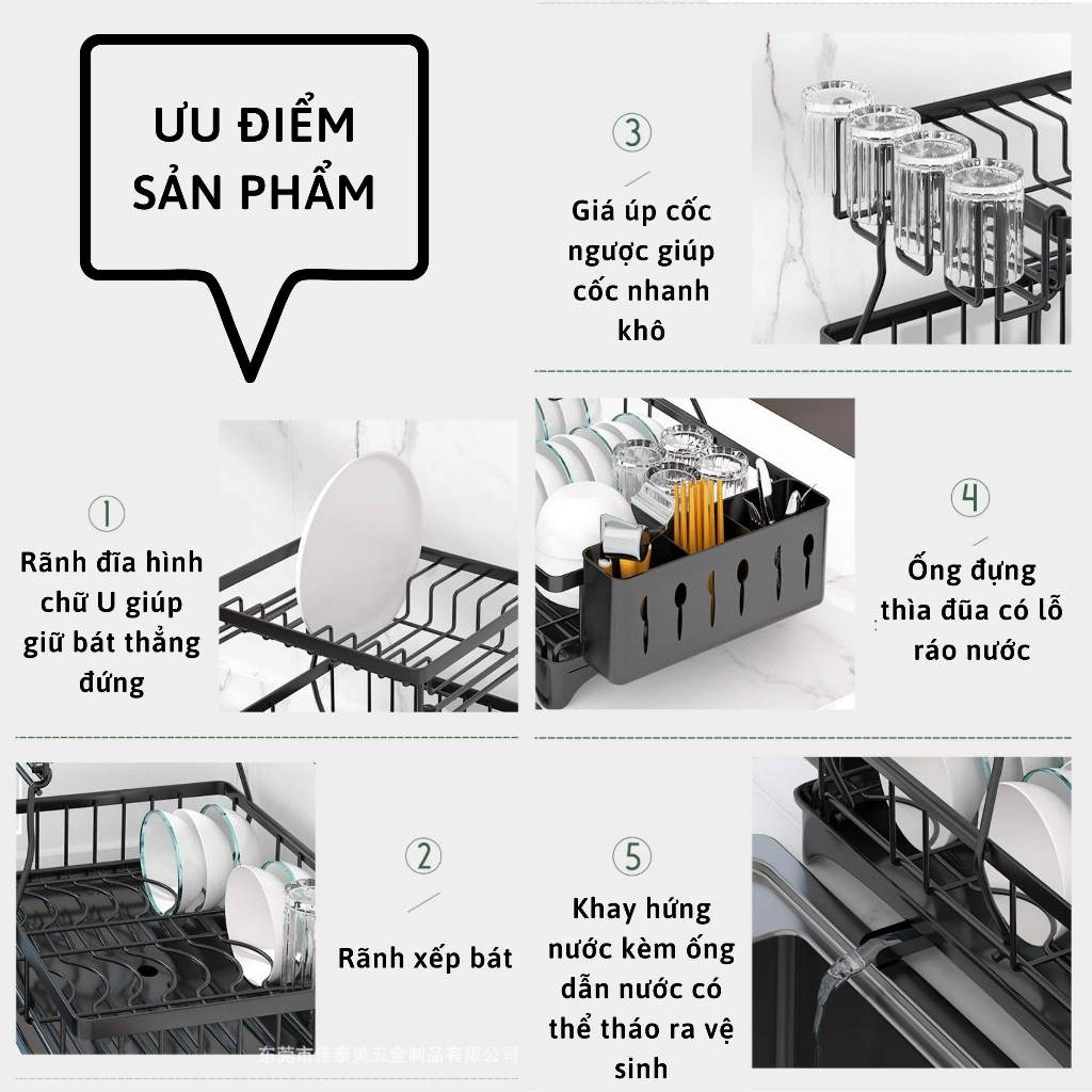 FREESHIP ❤️ Giá Úp Chén Bát Có Rãnh Thoát Nước Khay Úp Cốc, Kệ Úp Bát có khay hứng ráo nước