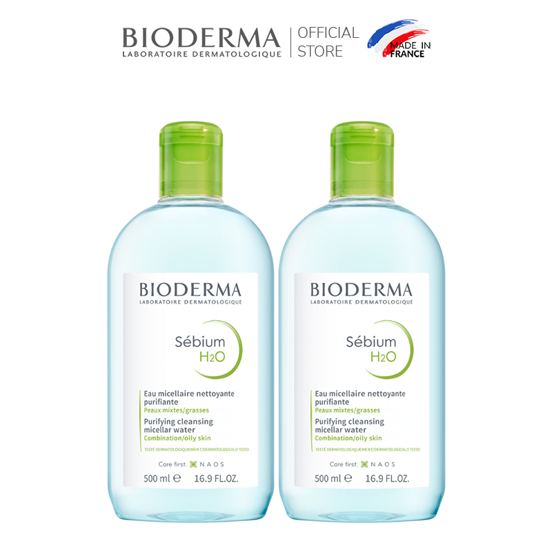 [Hannah Olala x Bioderma] Bộ đôi nước tẩy trang Micellar cho da đầu mụn Bioderma Sebium H2O - 500mlx2