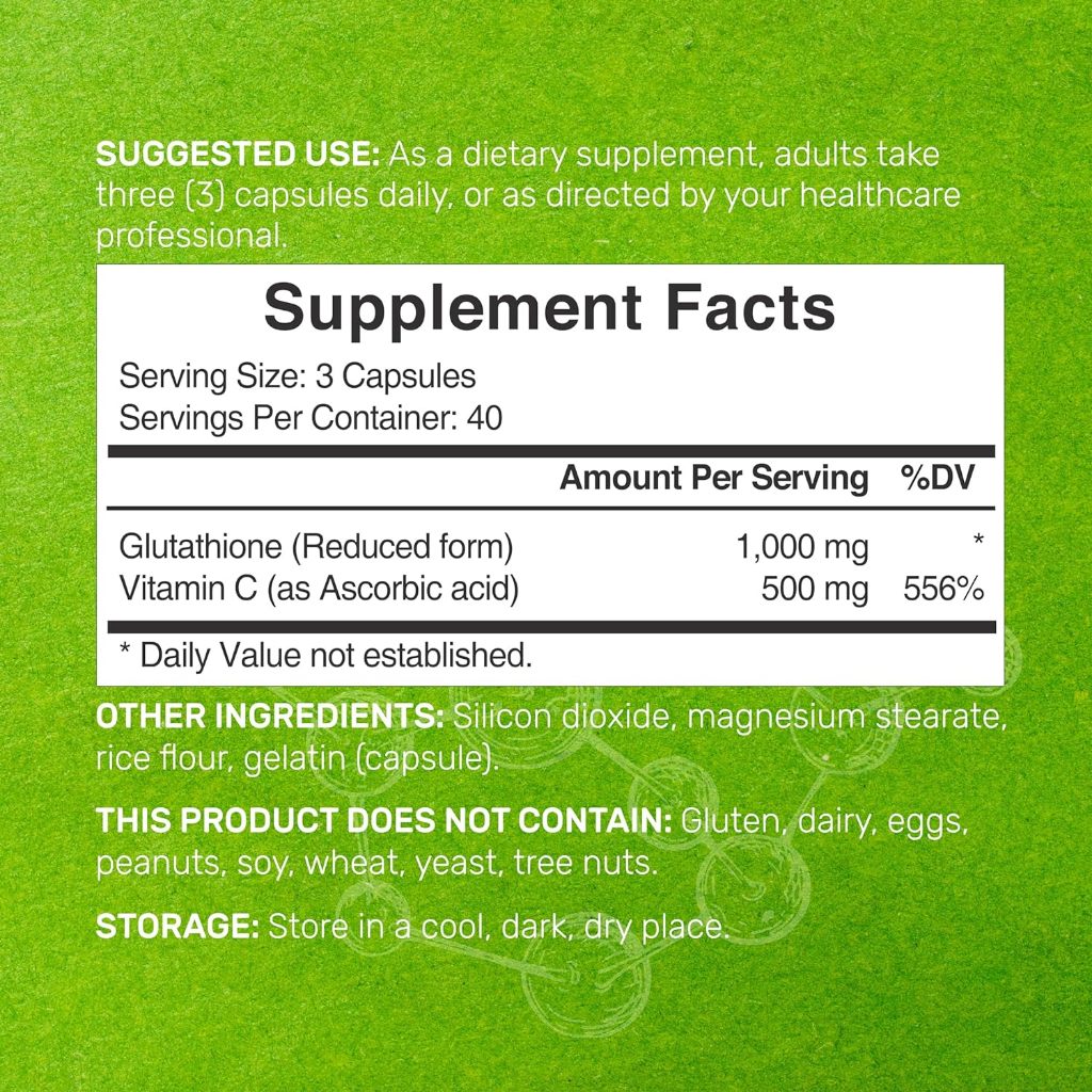 Deal Supplement Glutathione Reduced 1000mg + Vitamin C