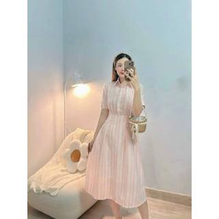 🌷Đầm sọc cổ sơ mi đắp túi