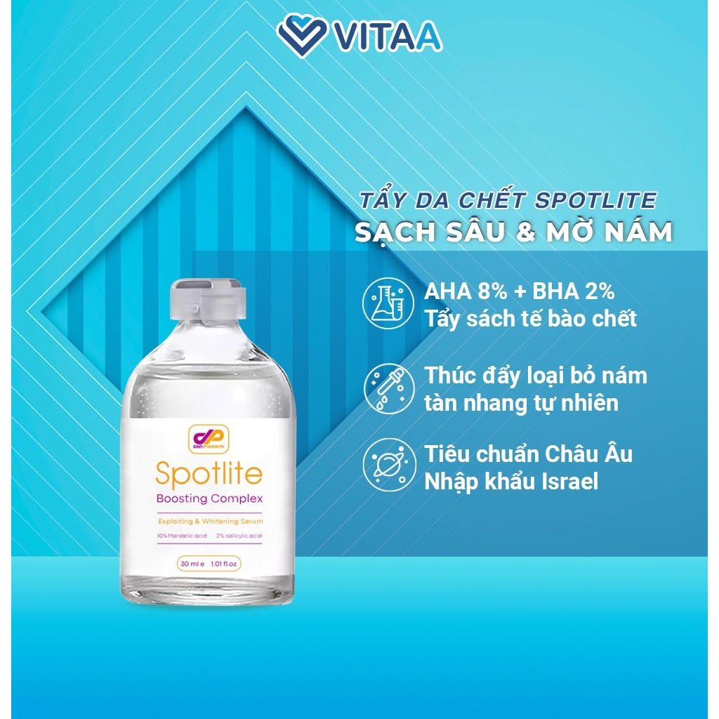 Serum Tẩy Sạch Tế Bào Chết Hoá Học Loại Bỏ Nám Tàn Nhang, AHA 8% + BHA 2% Spotlite Boosting Complex 30ml Danpharm Israel