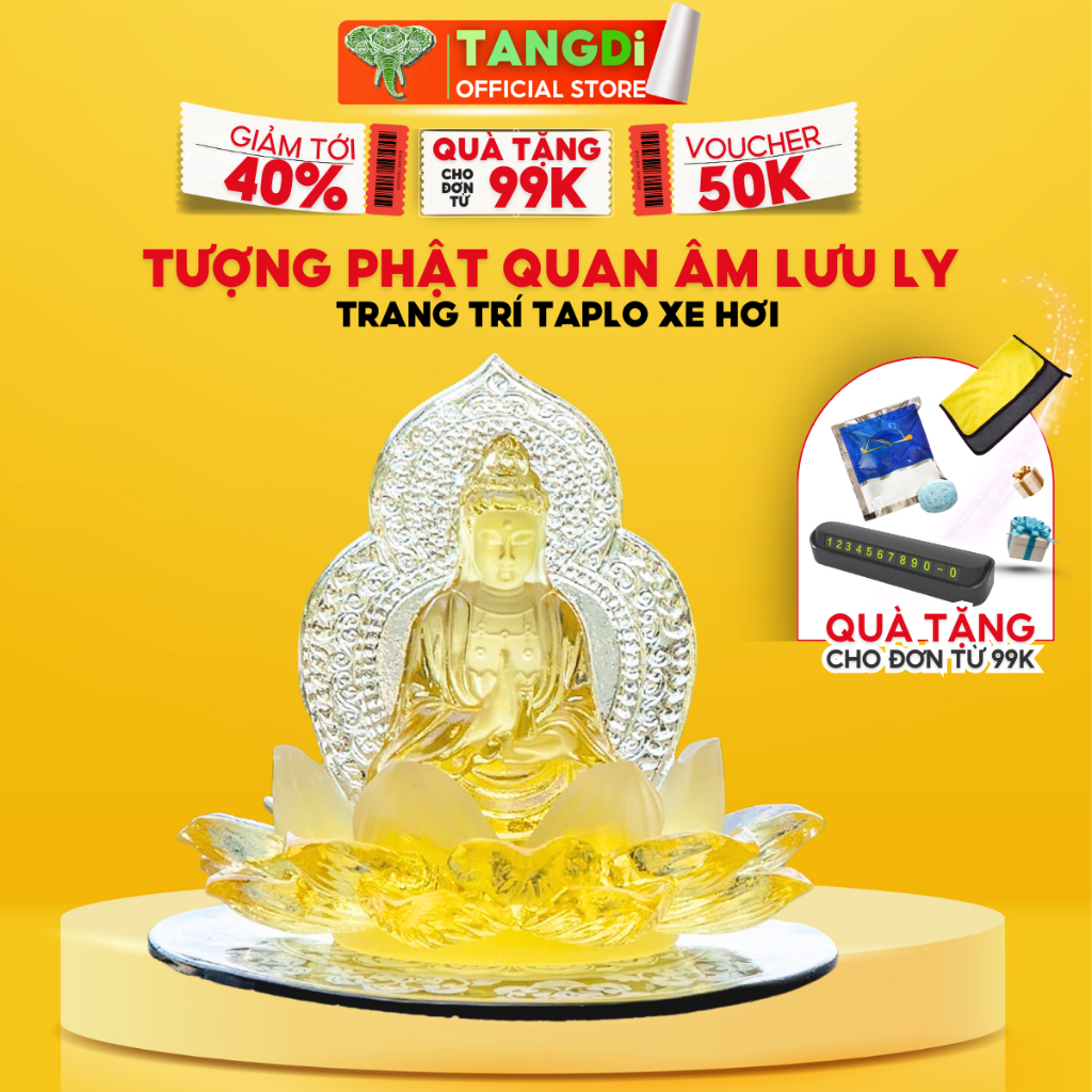 Tượng Phật Quan Âm lưu ly TANGDi trang trí taplo xe hơi ( Mã T02 ,T03 )