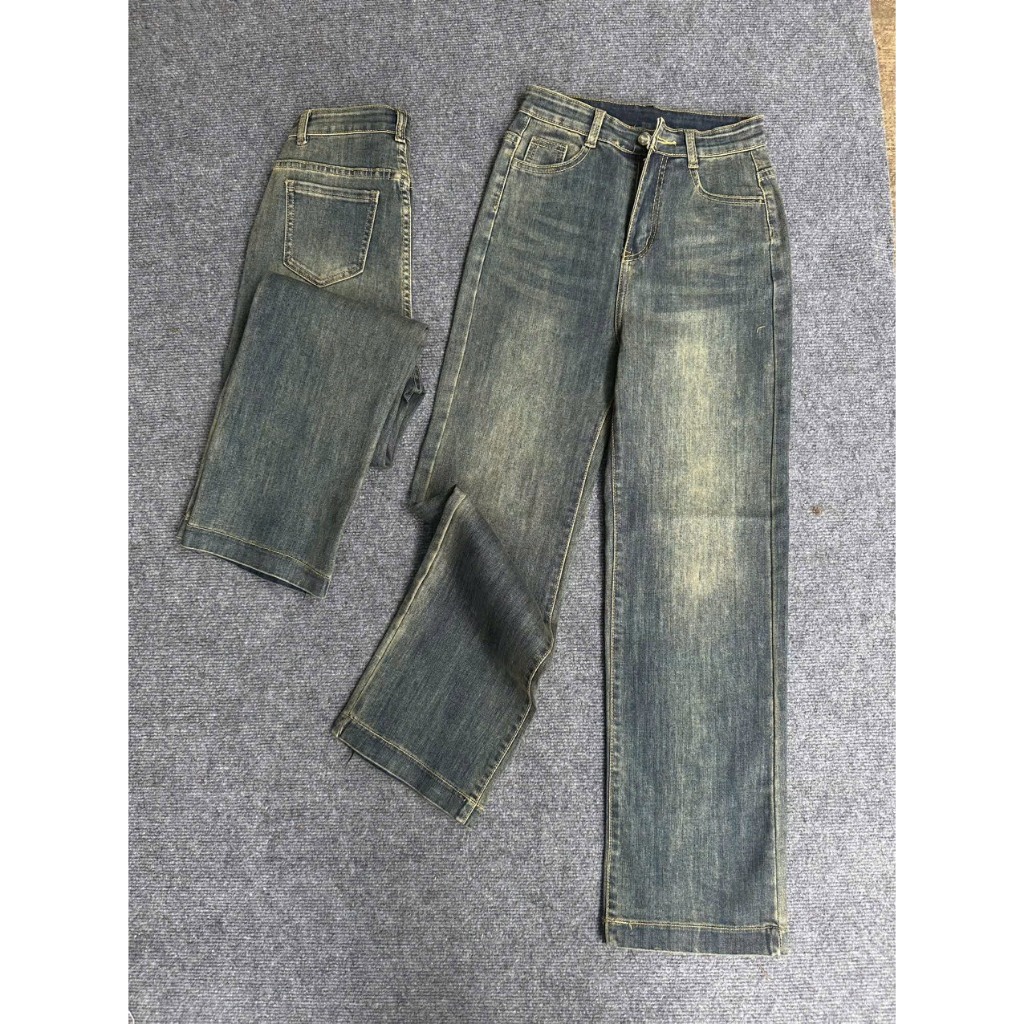 Quần Jeans Ống Đứng Cơ Bản Wash Đồng Dài 92cm