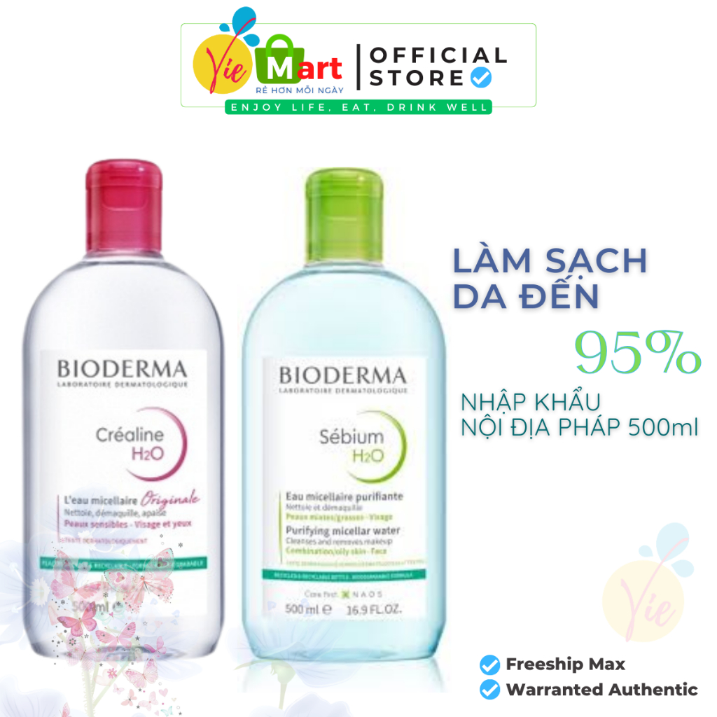 Nước tẩy trang Bioderma cho da nhạy cảm - Bioderma Sensibio + Sebium H2O Nhập Khẩu