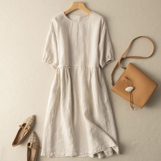 đầm suông tay lỡ, cổ tròn mang phong cách Hàn Quốc da188