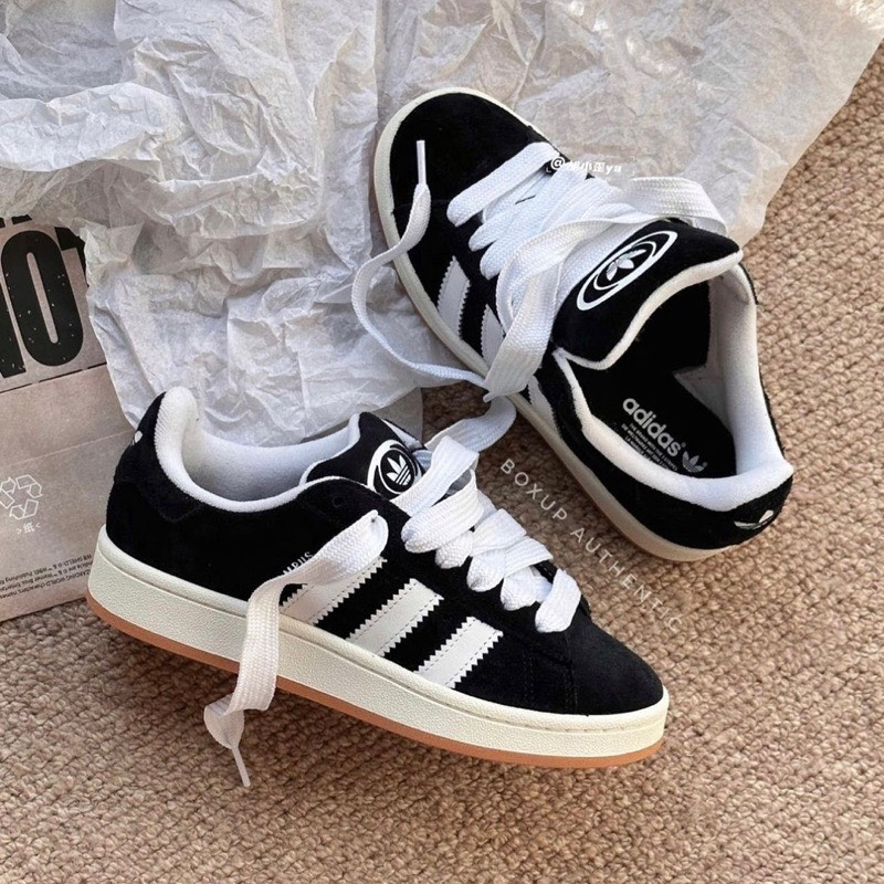 Giày Thể Thao Adidas Campus 'Black White Gum' HQ8708 Campus Đen Sọc Trắng Đế Vàng
