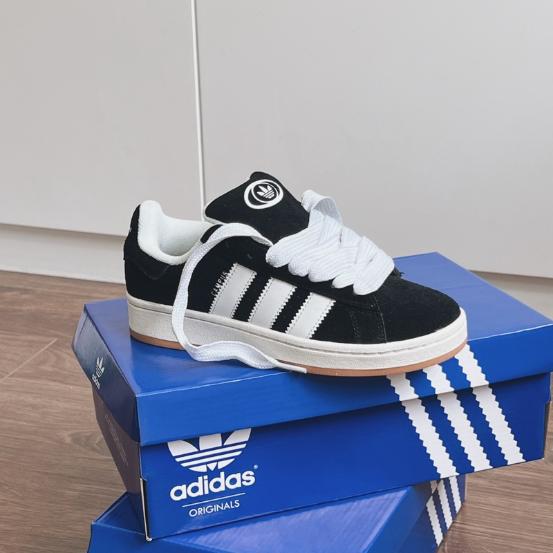 Giày Thể Thao Adidas Campus 'Black White Gum' HQ8708 Campus Đen Sọc Trắng Đế Vàng