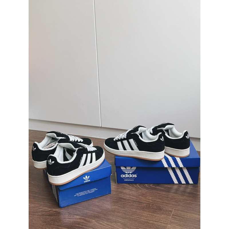 Giày Thể Thao Adidas Campus 'Black White Gum' HQ8708 Campus Đen Sọc Trắng Đế Vàng