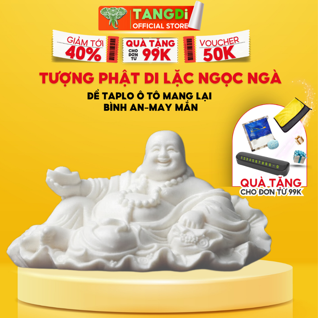 Tượng phật di lặc ngọc ngà TANGDi để taplo ô tô - tượng phong thuỷ mang lại bình an, may mắn