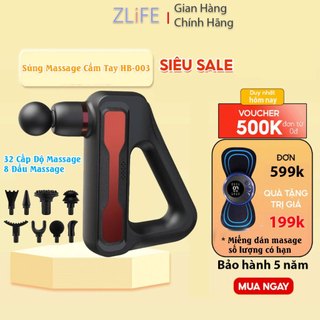 Máy massage cầm tay, Súng mát xa cầm tay, 8 đầu và 32 chế độ rung, giảm đau nhức mỏi cơ thể