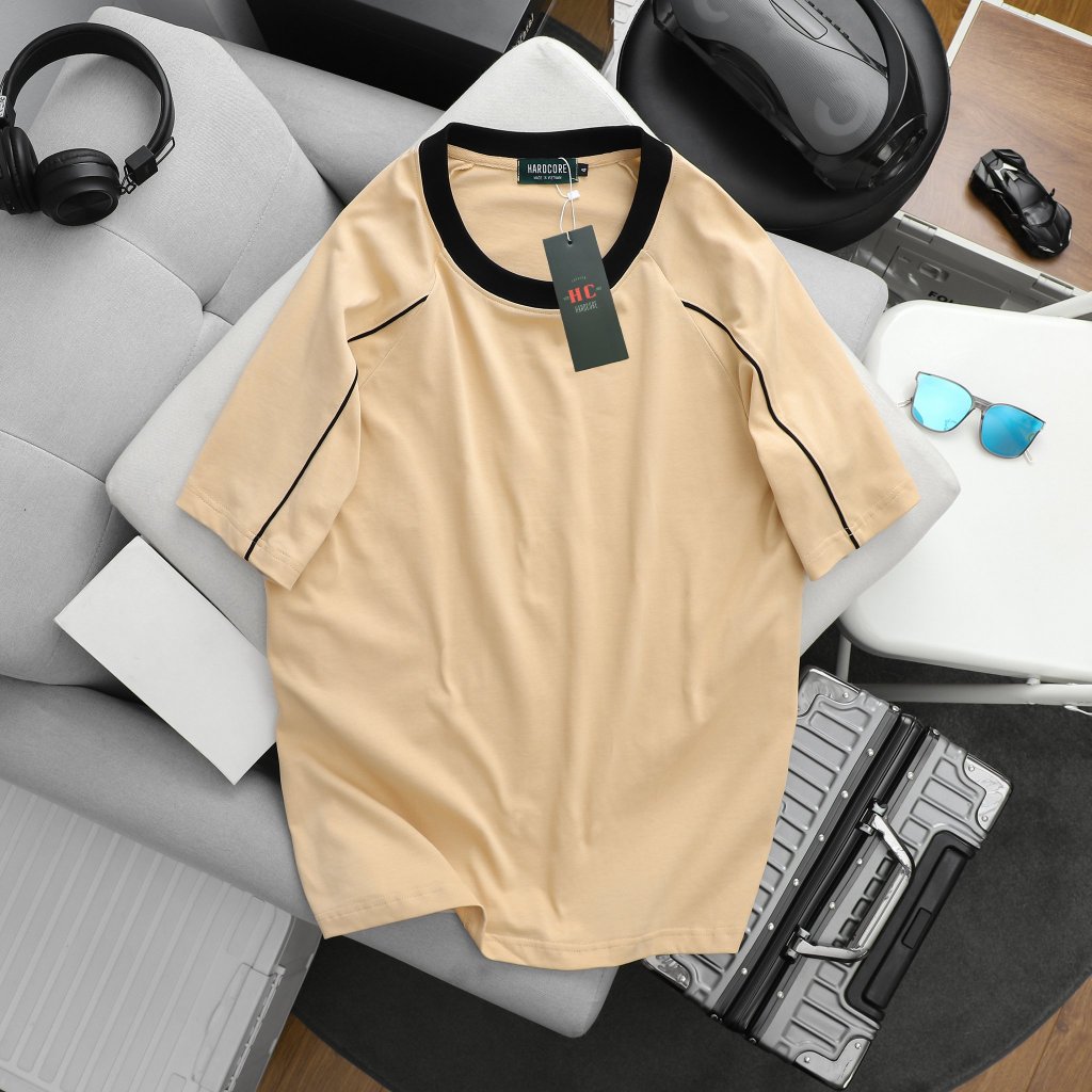 Áo thun cotton viền sọc nhỏ tay thời trang bigsize nam cỡ đại 140kg