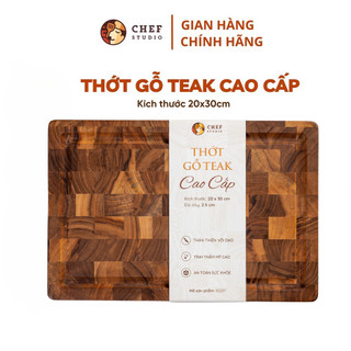 Thớt gỗ Teak Chef Studio cao cấp hình chữ nhật 20x30 cm dày 2.5 cm, đa dụng, an toàn cho sức khỏe, cắt thái nhỏ xinh