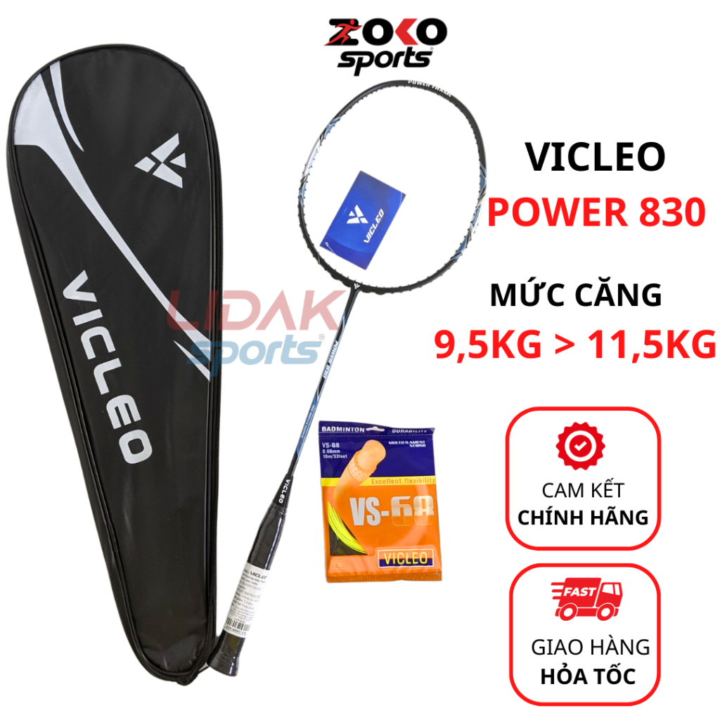 Vợt cầu lông VICLEO chính hãng POWER 830 - Vợt cầu lông giá rẻ căng mức 10, 11, 12 Kg - Vợt carbon siêu nhẹ - ZOKO SPORT