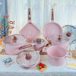 Bộ nồi chảo chống dính MGC Hồng 7 món