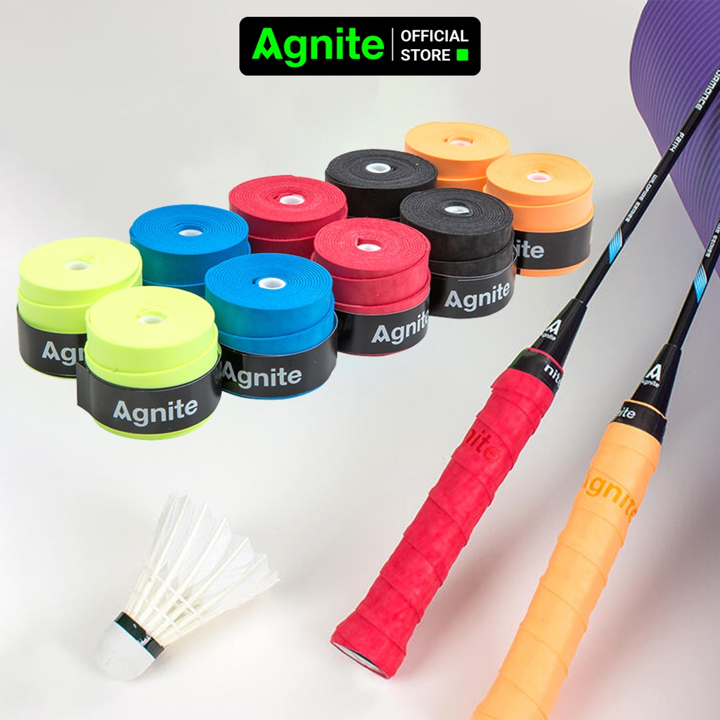 [Màu ngẫu nhiên] Quấn vợt cầu lông, tennis chính hãng Agnite, chống trơn trượt, thoáng khí, ma sát tốt