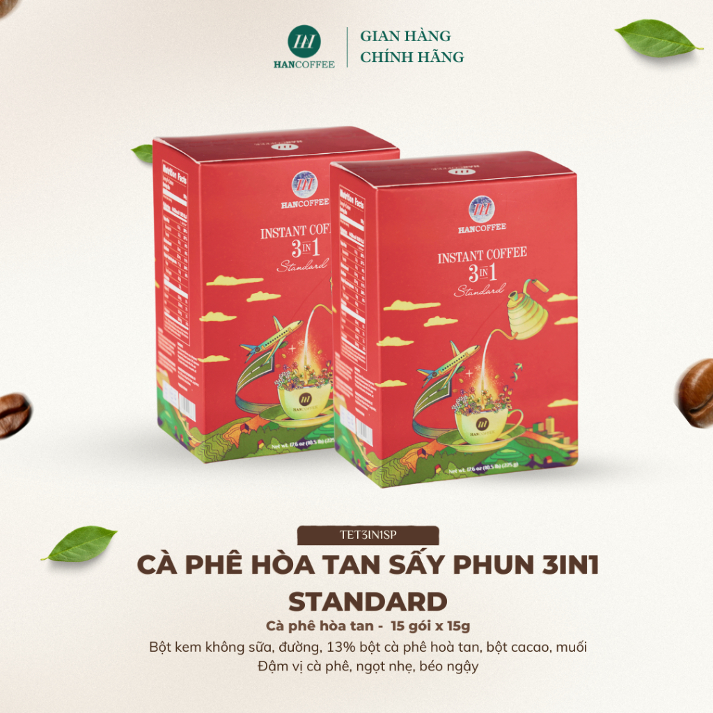 Cà Phê HANCOFFEE Hoà Tan 3IN1 Standard Sấy Phun 15 Gói - TET3IN1SP