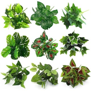 Cây giả decor 30cm, cây trầu bà, lá rùa, lá phong trang trí cửa hàng, làm tường cỏ, để bàn làm việc, homestay