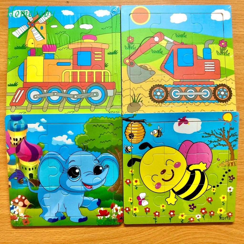 Đồ chơi tranh xếp hình, ghép hình 9 mảnh hình ngộ nghĩnh,size 15*15cm, thông minh phát triển trí tuệ cho bé, gỗ an toànn