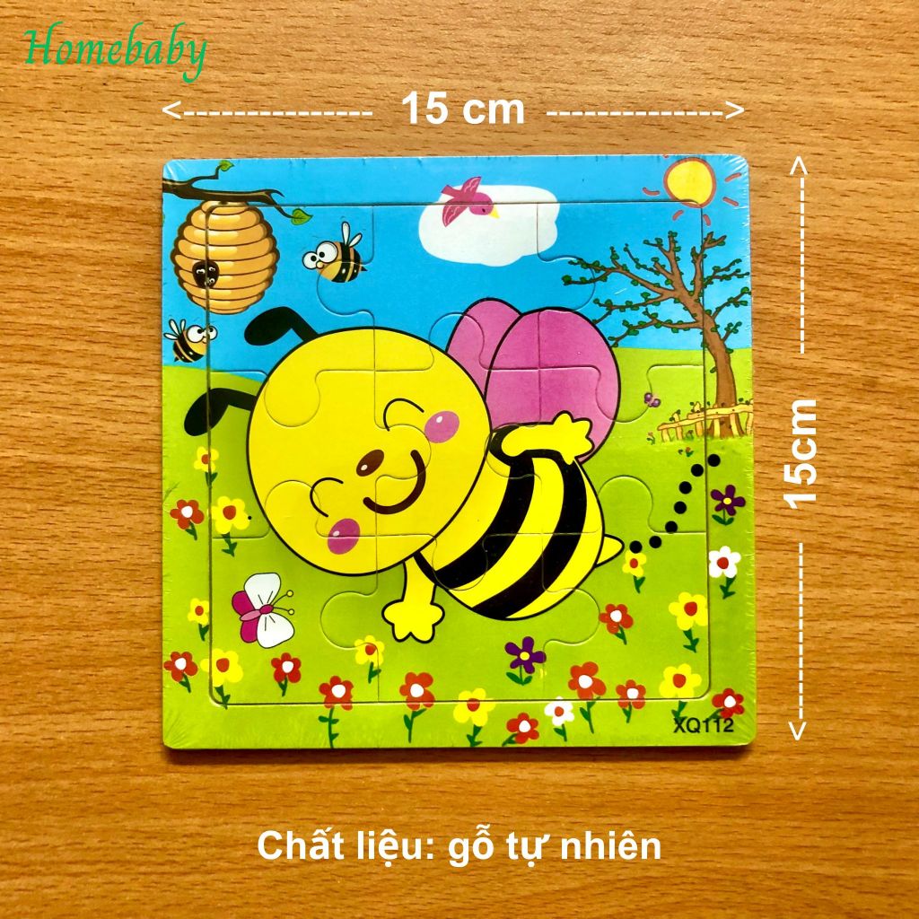 Đồ chơi tranh xếp hình, ghép hình 9 mảnh hình ngộ nghĩnh,size 15*15cm, thông minh phát triển trí tuệ cho bé, gỗ an toànn